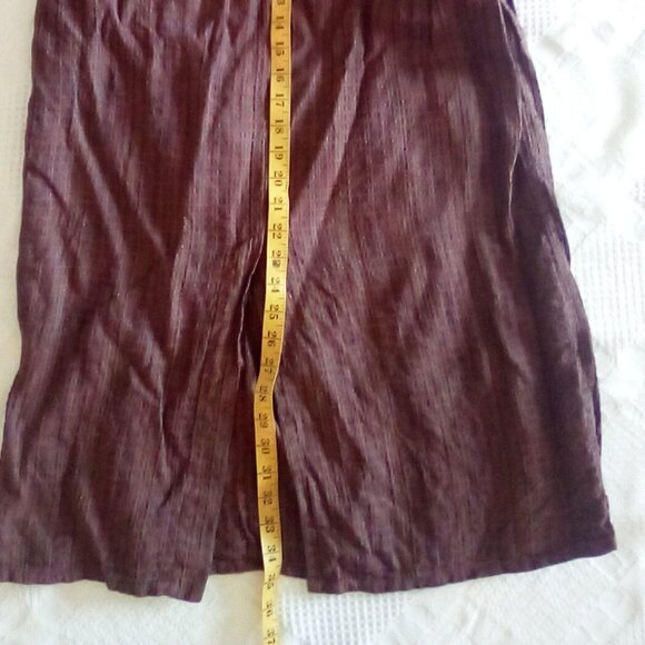 VTG FLAX JEANNE ENGELHART  Pure Linen Skirt  Pocket Brown  Size S Elasticated W - Picture 8 of 10